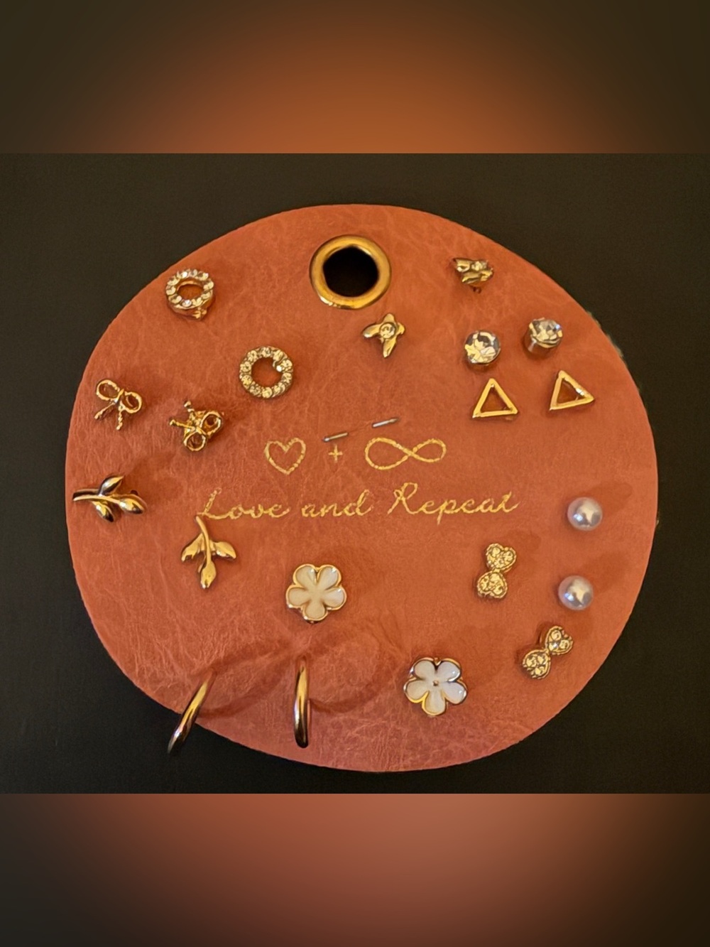 Gold and White Floral Stud Earring Set - "Love and Repeat"